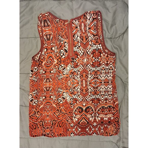Japna Shirt Womens Medium Orange Geometric Print Sleeveless Dressy Lightweight - Picture 7 of 9